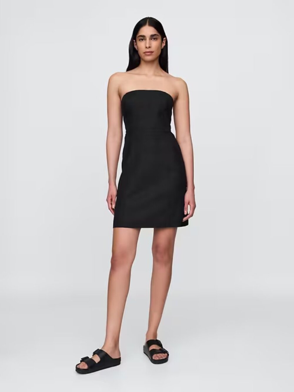 NWT GAP Black Large Linen Blend Mini Dress Removable Straps